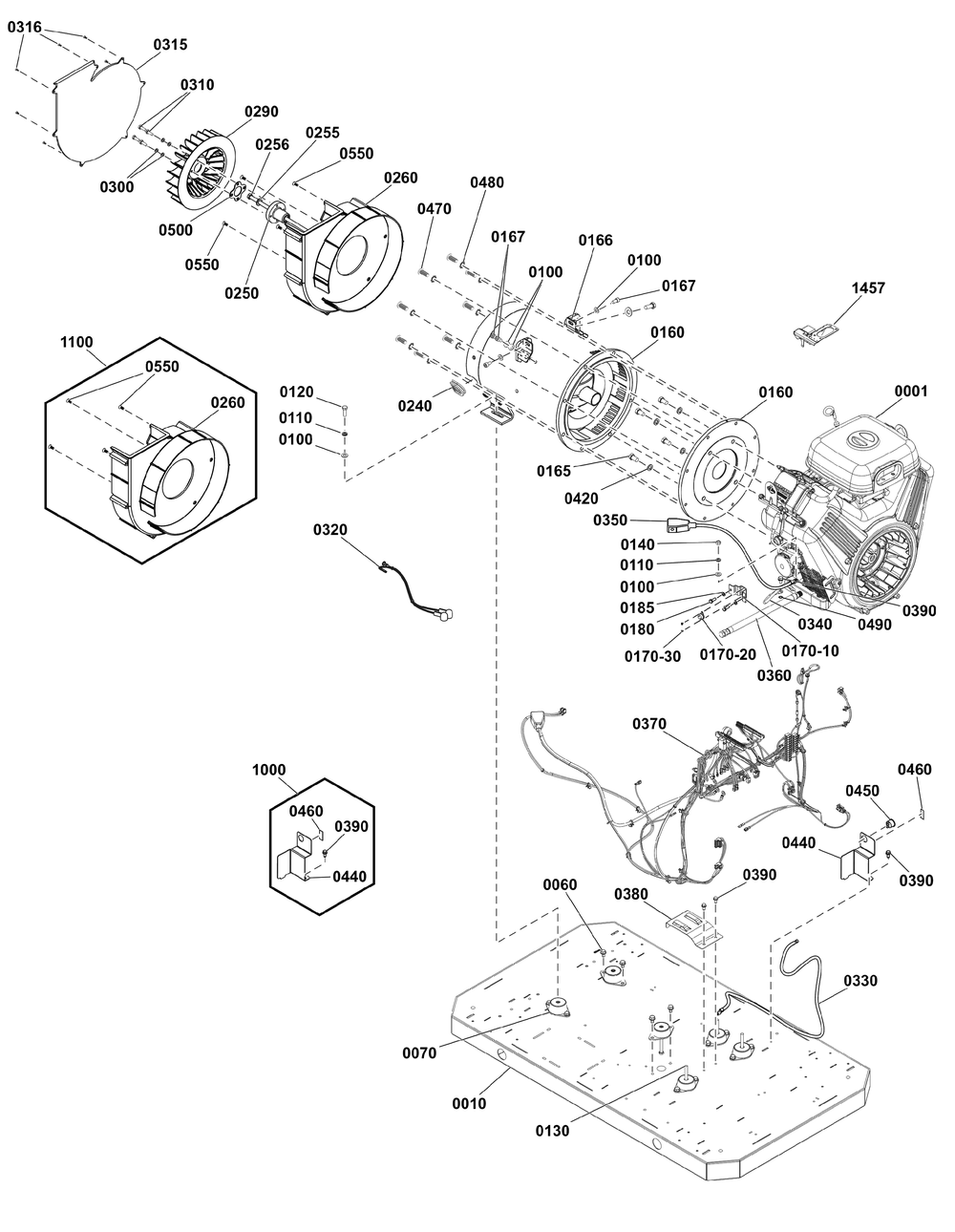 Power Group Diagram and Parts List for  Briggs and Stratton Generator